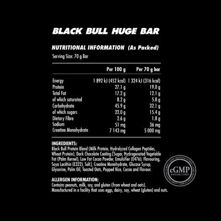 Black Bull Huge Protein Bar - 12 Bars